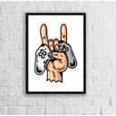 Ver imagem 2 de Quadro Gamer Mão Com Controle Joystick 33x24cm:Madeira preta