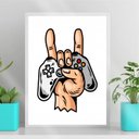 Ver imagem 1 de Quadro Gamer Mão Com Controle Joystick 33x24cm:Madeira preta
