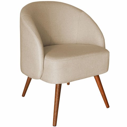 Poltrona para Sala e Escritório Decorativa Cadma Linho Bege