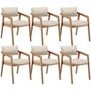 Ver imagem 1 de Kit 06 Cadeiras para Sala de Jantar Estar Living Giorgia L02 Linho Palha - Lyam Decor