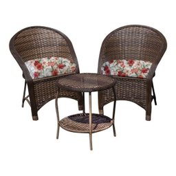 Conjunto de Poltronas Fibra Sintética Miami - 2 Poltronas + 1 Mesa Centro - Gamboa Bege - 1