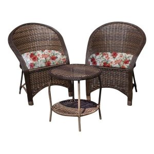 Conjunto de Poltronas Fibra Sintética Miami - 2 Poltronas + 1 Mesa Centro - Gamboa Bege