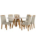 Ver imagem 1 de Conjunto Sala de Jantar Mesa Mariah 160x90 6 Cadeiras Sarah 2024 Ype/off White/veludo Nude