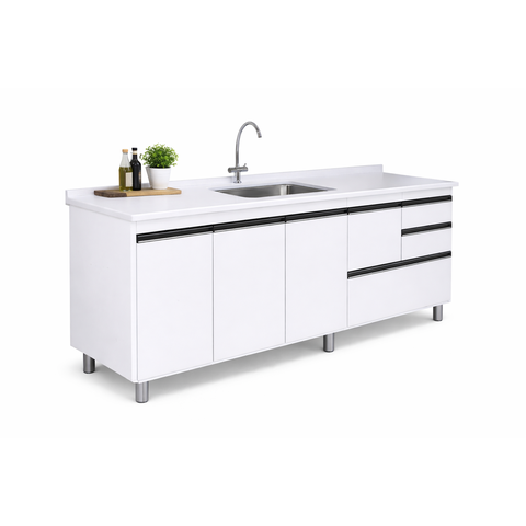 Gabinete Cozinha Mdp 1,94m Elegance com 8 Pés Pré-montado:branco