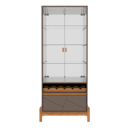 Cristaleira Cristal Espelho Adega 2 Portas Vidro Temperado Sala de Estar e Jantar com Pés Madeira Ma - 5