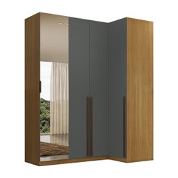 Guarda Roupa de Canto Reto 4 Portas Espelho Altezza Trend Belmax:freijó/titânio - 3