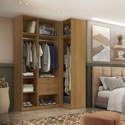 Guarda Roupa de Canto Reto 4 Portas Espelho Altezza Trend Belmax:freijó/titânio - 2