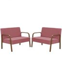 Ver imagem 1 de Kit Poltrona Decorativa 2 Namoradeiras Jade Braço Madeira D Salla Suede Rosa