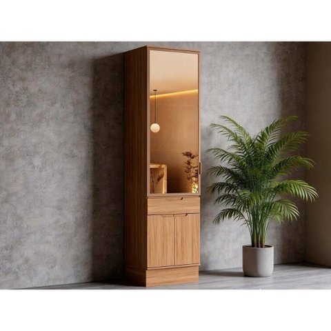 Paneleiro Cozinha Modulado Alma 3PTAS 1GAV c/Vidro 60cm Cedro Carraro