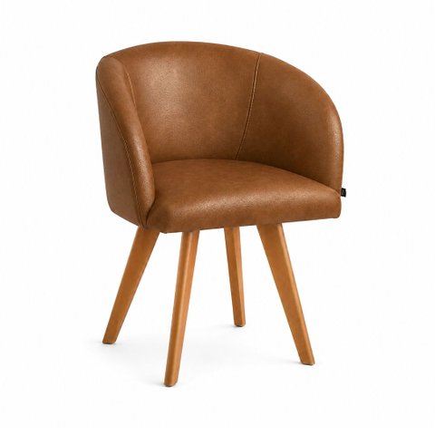 Poltrona Atena Base Fixa Pés em Madeira Lisa Zari Decor: Coríssimo Conhaque