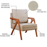 Kit 02 Poltronas Mona Luxo Madeira - Linho Bege - 5