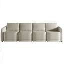 Ver imagem 2 de Sofá Cama Modulado Retrátil e Reclinável Decorativo Varsóvia 356cm Bouclê Bege Escuro G33 - Gran Bel