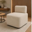 Ver imagem 1 de Poltrona Bouclé Bege Moderna Decorativa Sala de Estar Nuvem