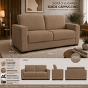 Ver imagem 3 de Sofá Namoradeira Moderno 3 Lugares Sala Estar Recepção Confortável Suede:Suede Cappuccino