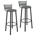 Ver imagem 2 de Kit 2 Banquetas Altas Estofadas Industrial em Aço Suede Bete Prata/Preto