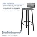 Ver imagem 5 de Kit 2 Banquetas Altas Estofadas Industrial em Aço Suede Bete Prata/Preto