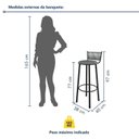 Ver imagem 3 de Kit 2 Banquetas Altas Estofadas Industrial em Aço Suede Bete Prata/Preto
