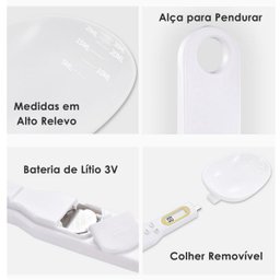 Colher Balança Digital Medidora Dosador Dieta Receita Branca - 5