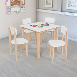 Mesa Cadeiras Infantil 7 Cores Mdf Pinus para Quarto Jogos:branco