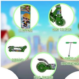 Patinete Infantil 2 Rodas Luzes Dobravel Meninas Scooter Goal Kids Patinete 2 rodas Verde Claro - 1