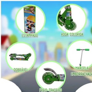 Patinete Infantil 2 Rodas Luzes Dobravel Meninas Scooter Goal Kids Patinete 2 rodas Verde Claro