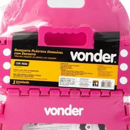 Banqueta Plástica Dobrável Rosa 220mm com Encosto Vonder - 5