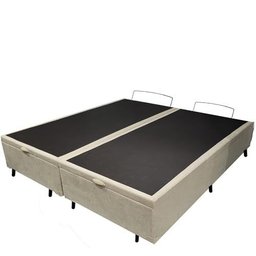 Base de Cama Box com Baú Queen ou King com 6 Pezinhos 2 Puxadores Frontais - Bege - King Corino - 7
