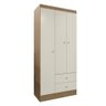 Guarda Roupa Solteiro 3 Portas 2 Gavetas Venti - Freijó/off White - 2