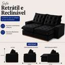 Ver imagem 3 de Sofá Milão Retrátil e Reclinável 290m - Preto