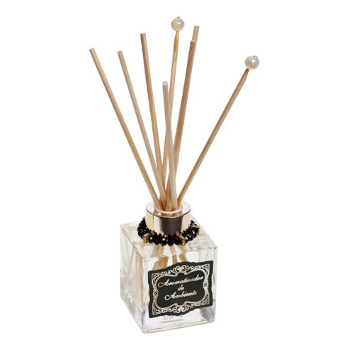 Difusor Varetas Vidro 100ml Enfeites Pretos - Fragrância: Miami Shopping