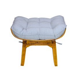 Kit Poltrona + Puff Costela Decoração Conforto Linho Cinza - 6