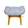 Kit Poltrona + Puff Costela Decoração Conforto Linho Cinza - 6