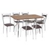 Mesa Com 6 Cadeiras Cromada Nogueira/Assento Marrom Ana Flavia Fil Móveis - 1
