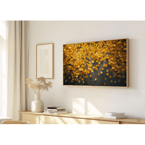 Quadro Decorativo N°146 140x80cm - Panorâmico Botânico - Folhas de Outono - Madeira Clara - Rollflex