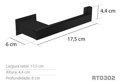 Papeleira Inox Preto Fosco - Kromus Rt0302b - 3