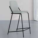Ver imagem 2 de Kit 05 Banquetas Alta Bar Cozinha Sala de Jantar Loft Preto C01 Courino Saturno Off White - Lyam Dec