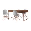 Ver imagem 2 de Mesa Jantar Industrial Retangular Filadélfia Amêndoa 137x90cm com 4 Cadeiras Brancas Eames Base Cobr