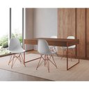 Ver imagem 1 de Mesa Jantar Industrial Retangular Filadélfia Amêndoa 137x90cm com 4 Cadeiras Brancas Eames Base Cobr