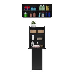 Conjunto Lavanderia Multiuso Armário e Mesa Dobrável Multimóveis MP5018 Preto - 4