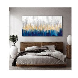 Quadro Decorativo Abstrato Belas Linhas Douradas Borda Infinita:120 X 80 Cm - 3