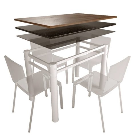 Base para Mesa de Vidro Jantar 4 Lugares Branca Retangular