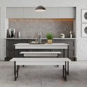 Ver imagem 3 de Mesa de Jantar com 2 Bancos Estilo Industrial Tub Branco Chess / Est.preta