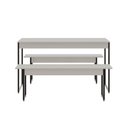 Ver imagem 1 de Mesa de Jantar com 2 Bancos Estilo Industrial Tub Branco Chess / Est.preta