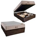 Ver imagem 1 de Cama Baú Casal Suede + Colchão Casal Ortobom Airtech Molas Springpocket (65x138x188) Marrom