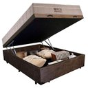 Ver imagem 3 de Cama Baú Casal Suede + Colchão Casal Ortobom Airtech Molas Springpocket (65x138x188) Marrom
