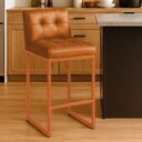 Ver imagem 2 de Banqueta Cozinha Alta com Encosto Industrial Bronze Lirina Pu Whisky C05 - D’Rossi