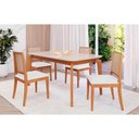 Ver imagem 2 de Mesa de Jantar Ficus 1,30 com 4 Cadeiras Buriti Estilo Moderno Madeira/off White/linho Cru