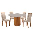Ver imagem 7 de Mesa de Jantar Eloise 4 Lugares MDF Vidro com Cadeiras Lorena Veludo Off White Moderna