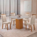 Ver imagem 1 de Mesa de Jantar Eloise 4 Lugares MDF Vidro com Cadeiras Lorena Veludo Off White Moderna