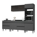 Ver imagem 2 de Armário Cozinha Modulada Completa com Pia Inclusa 251,5cm Milano Multimóveis MCR2472 Grafite/Preto